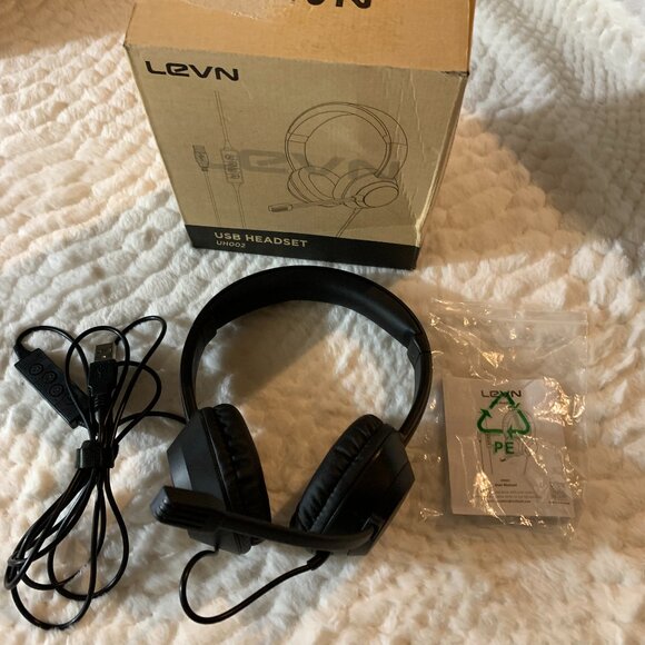 LEVN Headset with Mic, USB Headset with Microphone, Noise Cancelling